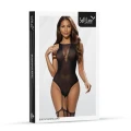 Bodystocking SOFTLINE COLLECTION z głębokim dekoltem V, czarny, O/S, zmysłowy