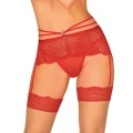 Pas do pończoch OBSESSIVE Loventy, koronkowy, regulowane paski, elegancki czerwony L/XL