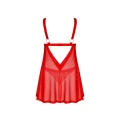 Babydoll i stringi OBSESSIVE, koronkowe w czerwonym kolorze, regulowane ramiączka