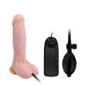 Dildo nadmuchiwane BAILE BW-008066AQ z wibracjami, ergonomiczną pompką i przyssawką
