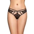 Stringi G-String SOFTLINE COLLECTION M/L - czarne, siateczka, koronkowe detale