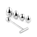 Korek analny metalowy – seria NO.3, stal nierdzewna, 5 wymiennych końcówek, długość 16,5 cm
