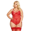 Body koronkowe SOFTLINE COLLECTION Amanda, 2XL, eleganckie, zmysłowe, czerwone