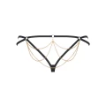 Stringi erotyczne Pantheria OBSESSIVE, czarne L/XL, siateczka w cętki, odpinany łańcuszek
