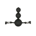 Knebel-Ball Gag z silikonowymi kulkami, regulowany pasek, czarny, 145 g