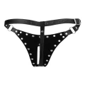 Pas cnoty thong z PU Leather OUCH! Xtreme, regulowane paski, stalowy łańcuch