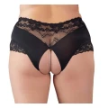 Figi koronkowe COTTELLI LINGERIE z perełkami, otwarty krok, elastyczne wykończenie, czarne