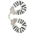 Kajdanki erotyczne Furry Fun – regulowane, metalowe z futerkiem, 6 cm