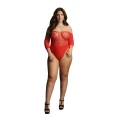 Crotchless Teddy LE DESIRE, Plus Size, 92% Nylon, Elegancki Design z Cyrkoniami