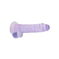 Dildo REALROCK CRYSTAL CLEAR 20 cm, z jądrami, przyssawka, wodoodporny