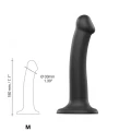 Dildo - Czarny, silikonowy, dwuwarstwowy, elastyczny, z przyssawką, M