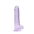 Dildo REALROCK CRYSTAL CLEAR 20 cm, z jądrami, przyssawka, wodoodporny