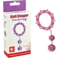 Pierścień koguta - Ball Banger, z 2 kulkami, materiał body-safe, regulowany rozmiar