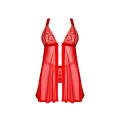 Babydoll Elianes OBSESSIVE, Czerwony, Regulowane Ramiączka, XL/2XL, Koronkowe Detale