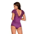 Body Moketta OBSESSIVE fioletowe, elastyczny materiał, koronkowe wykończenie