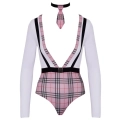 Kostium Szkolny COTTELLI LINGERIE z Krótkim Rękawem, Tkanina Kratka, Odkryty Dekolt