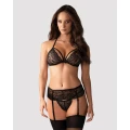 Bielizna koronkowa OBSESSIVE 3-częściowy zestaw, regulowane ramiączka, S/M