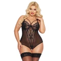 Body koronkowe SOFTLINE COLLECTION Amanda - czarne XL, poliamid, eleganckie ramiączka