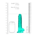 Dildo REALROCK CRYSTAL CLEAR 19 cm, z realistycznymi jądrami, wodoodporny, bez ftalanów