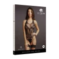 Crotchless Teddy LE DESIRE - Halter dekolt, koronkowy wzór, elastyczny materiał