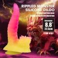 Dildo Power Monsters Flamebeast - 22,5 cm, żłobiony, silikon medyczny, z przyssawką