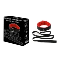 Obroża BDSM Power Escorts BR196 - Czarno-Czerwona, z Smyczą, Luksusowa