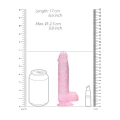 Dildo REALROCK z realistycznymi jądrami, długość 17 cm, przezroczyste wykończenie