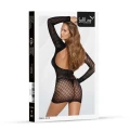 Sukienka erotyczna SOFTLINE COLLECTION, czarna, O/S, siateczka, koronka, długi rękaw