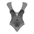 Body OBSESSIVE, elastyczne, czarna siateczka, głęboki dekolt, XL/XXL