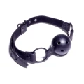 Knebel-Ball Gag - Fetish B - Seria, PVC/Ekoskóra, 16 otworów do oddychania, regulowany rozmiar