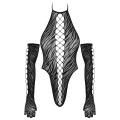 Body Set COTTELLI LINGERIE - Zmysłowe Tygrysie Paski, Halterneck, Długie Rękawiczki