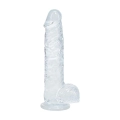 Realistyczny dildo z jądrami – REALROCK Crystal Clear, przezroczyste, 12,7 cm, przyssawka
