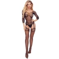 Kombinezon bodystocking PARIS HOLLYWOOD, elastyczna siateczka, średnie rękawy, stringi