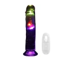 Dildo RealRock - 20 cm, przezroczysty, wibrujący z przyssawką, TPE