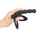 Pierścień penisa i jąder z dildo analnym, silikon, elastyczny, 19 cm długości