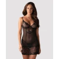 Koszulka nocna OBSESSIVE L/XL, regulowane szelki, koronka, fiszbiny, stringi