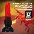 Dildo Power Monsters - 24,5 cm, pofalowany silikon, ultra-mocna przyssawka
