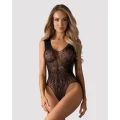 Body OBSESSIVE, elastyczne, czarna siateczka, głęboki dekolt, XL/XXL