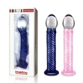 Dildo szklane, Romance Pink, 7,5 cala, borokrzemowe, z różową spiralą