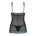 Koszulka erotyczna OBSESSIVE babydoll L/XL, turkusowa, koronkowe detale, ramiączka regulowane