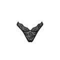 Stringi koronkowe OBSESSIVE Bellastia XL/2XL, czarne, elastyczny materiał, srebrna zawieszka