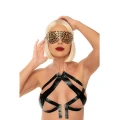 Maska zmysłowa - Leopard Blindfold, elastyczna opaska, skóra PU i metal, trwała i elegancka