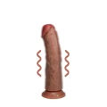 Wibrujące dildo RealRock® - 15,5 cm, Naturalny kolor, Przyssawka, Elastyczny materiał