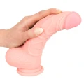 Dildo medyczny 20 cm, silikon, realistyczne żyłki, podstawa ssąca