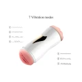 Masturbator podwójny CyberSkin® - 7 funkcji wibracji, z przyssawką, dłuższy 24,8 cm
