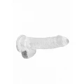 Dildo REALROCK CRYSTAL CLEAR 17 cm z realistycznymi jądrami, przyssawka, wodoodporny