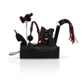 Zestaw BDSM - Crimson and Ebony, 8 elementów, skóra syntetyczna, metalowe akcesoria