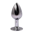 Butt Plug Metalowy Duży z Czerwonym Diamentem, 4 cm szerokości, 9 cm długości