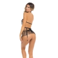 Bielizna erotyczna René Rofé Tassel 3‑cz. z frędzlami i siateczką, M/L