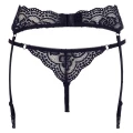 Stringi i pas do pończoch COTTELLI LINGERIE - koronkowe, czarne, M, zmysłowe, eleganckie